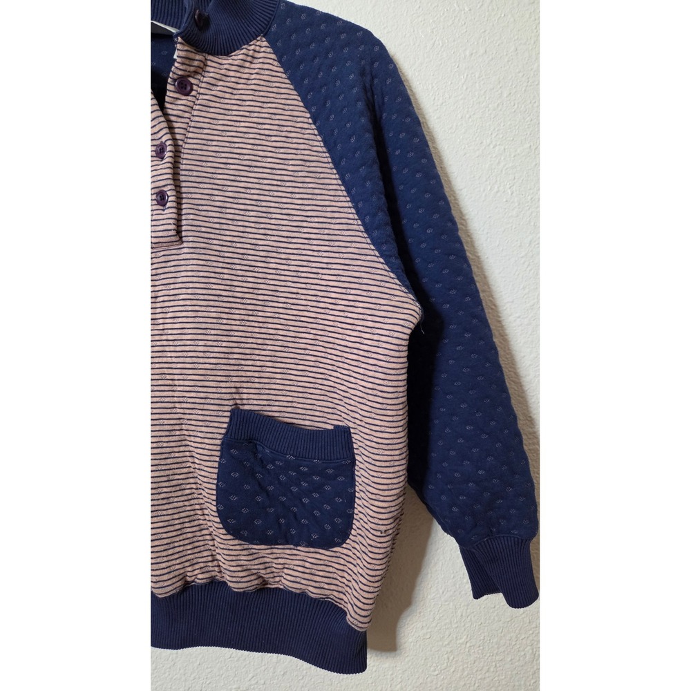 Vintage Patchwork Mixed Pattern Henley Sweater 90… - image 4